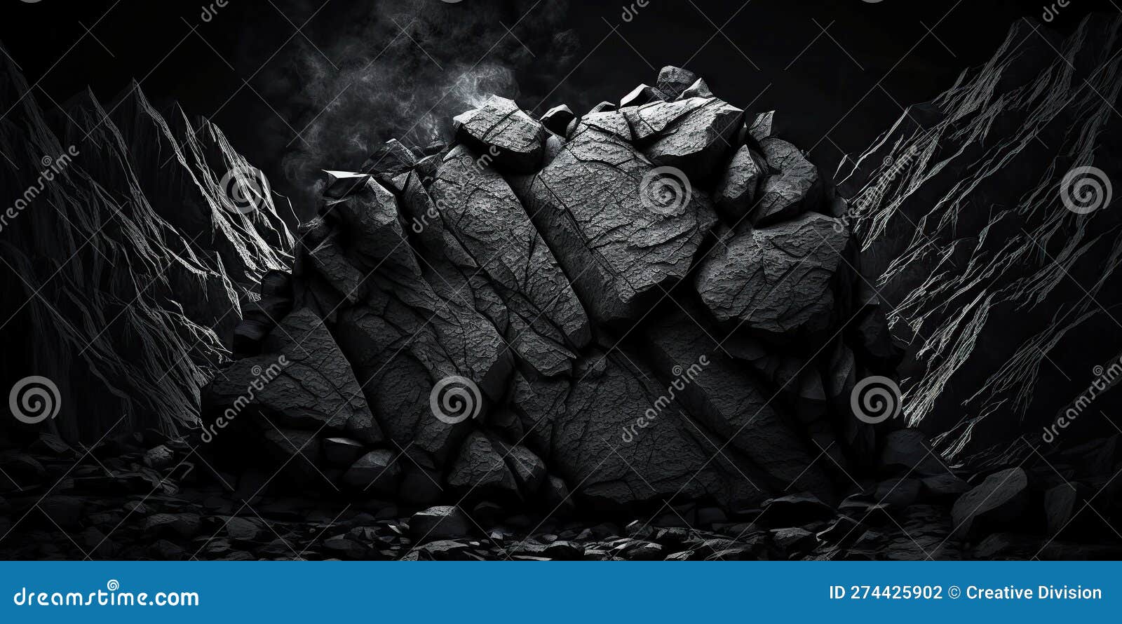 Texture of Black Rock Stone Background, Generative AI Stock Photo