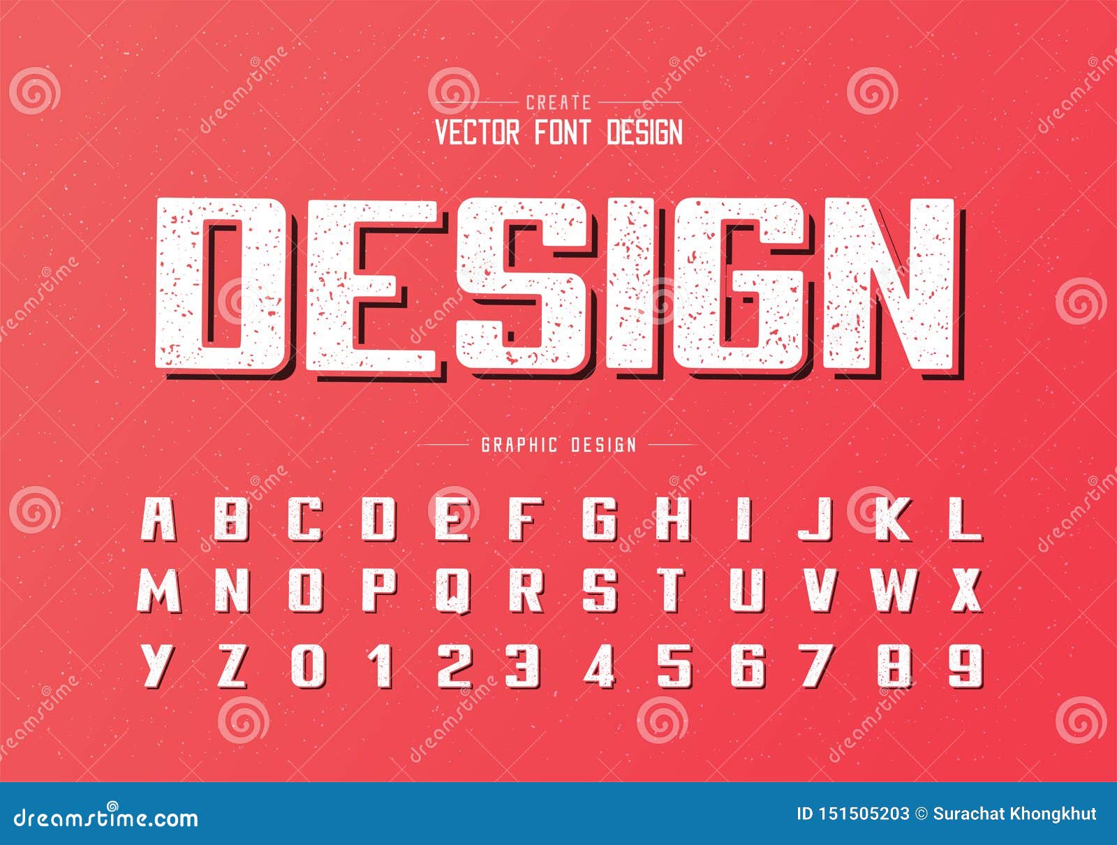 Texture Bold Font and Alphabet Vector, Writing Typeface and Number ...