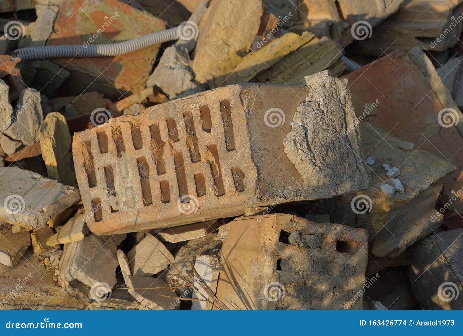 Texture of Broken Brick and Rubbish in the Heap Stock Photo Image of