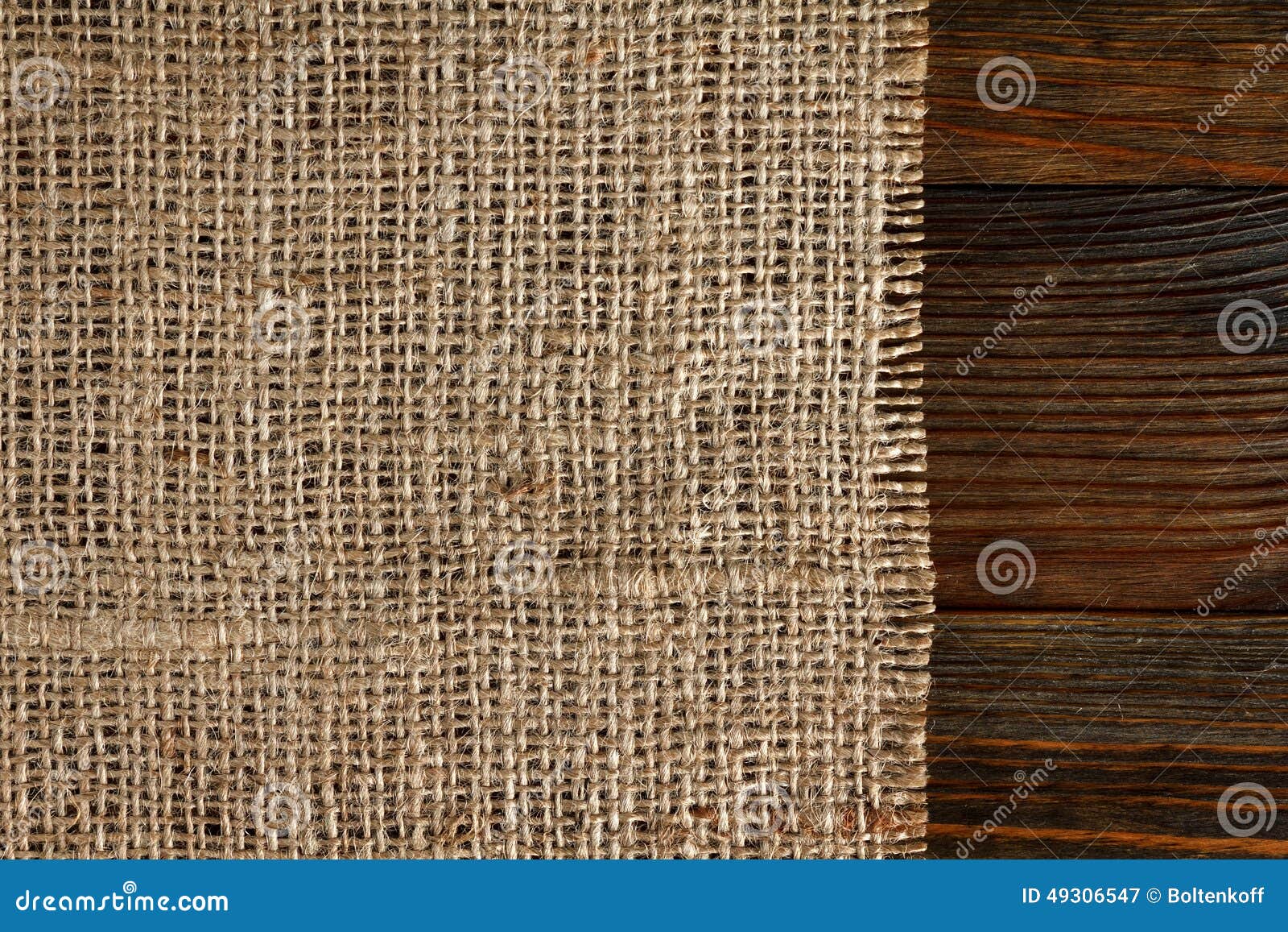 texture of burlap bordered with old wood