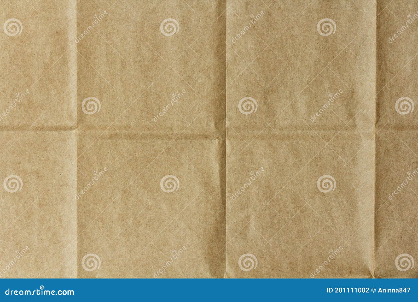 Texture of Crumpled Brown Packaging Paper with Large Folds Stock Photo