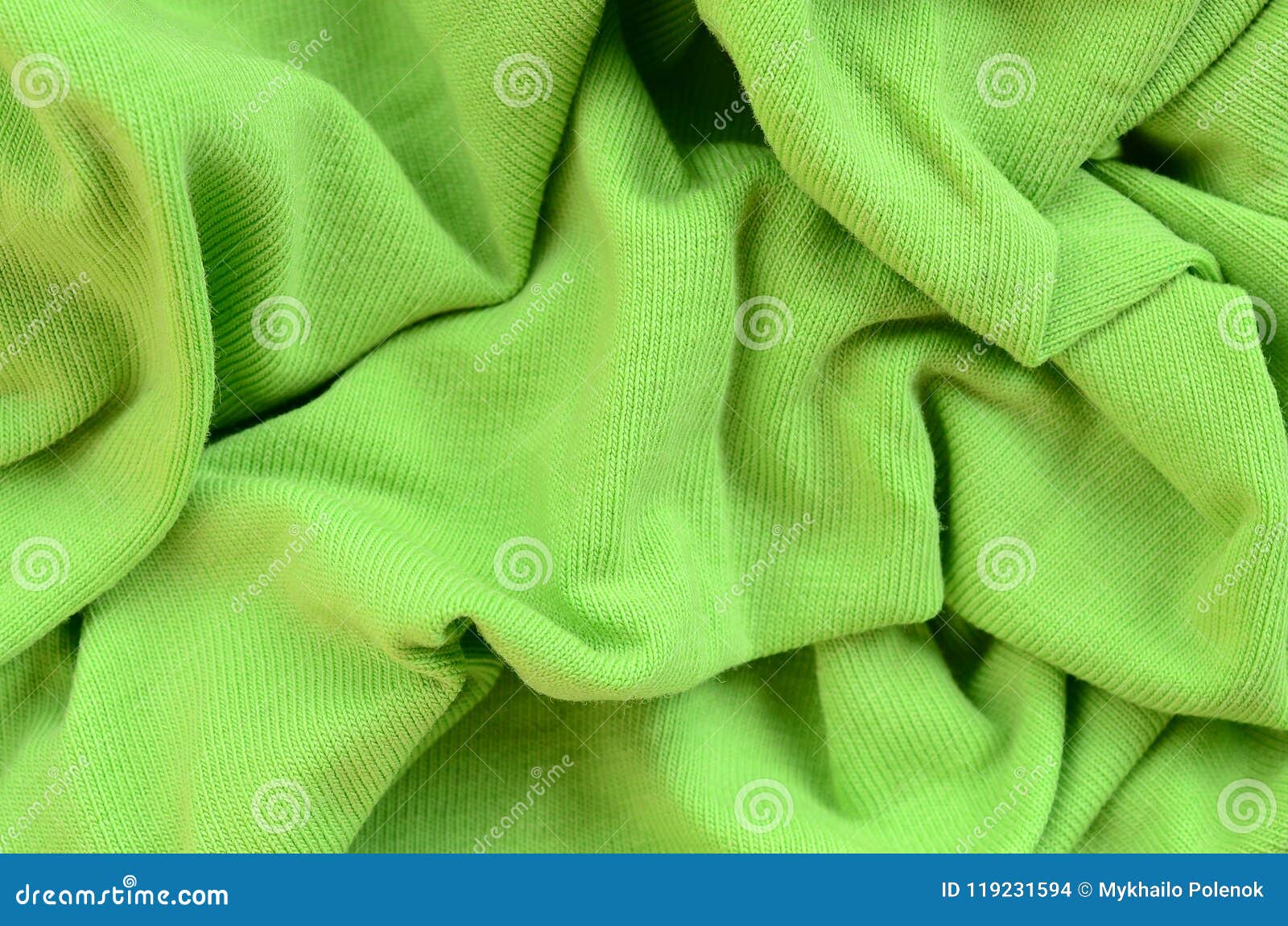 The Texture of the Fabric is Bright Green. Material for Making S Stock