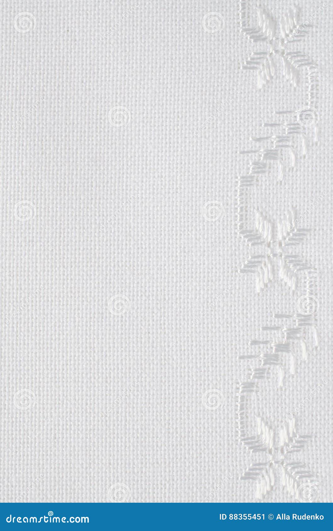 Texture of Linen Fabric with White Silk Embroidery Stock Image Image