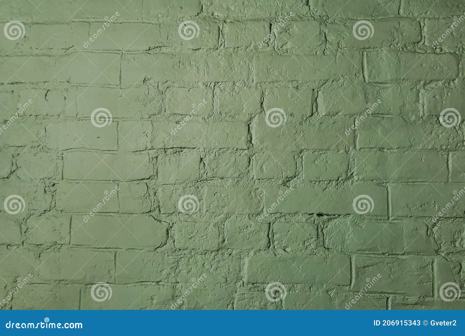 Texture of Mint Painted Brick Wall. Peeling Heterogeneous Paint on