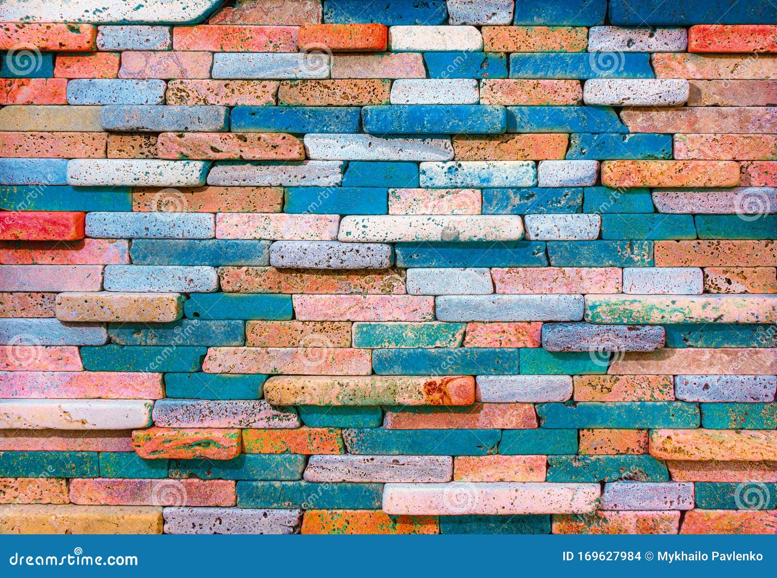 The Wall is Decorated with Red Sandstone Tiles. Stock Photo - Image of ...