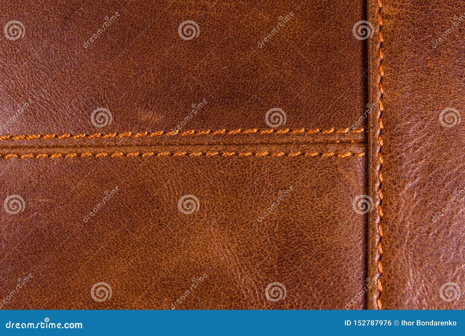 Texture of the Natural Brown Leather and Stitches Stock Photo - Image ...