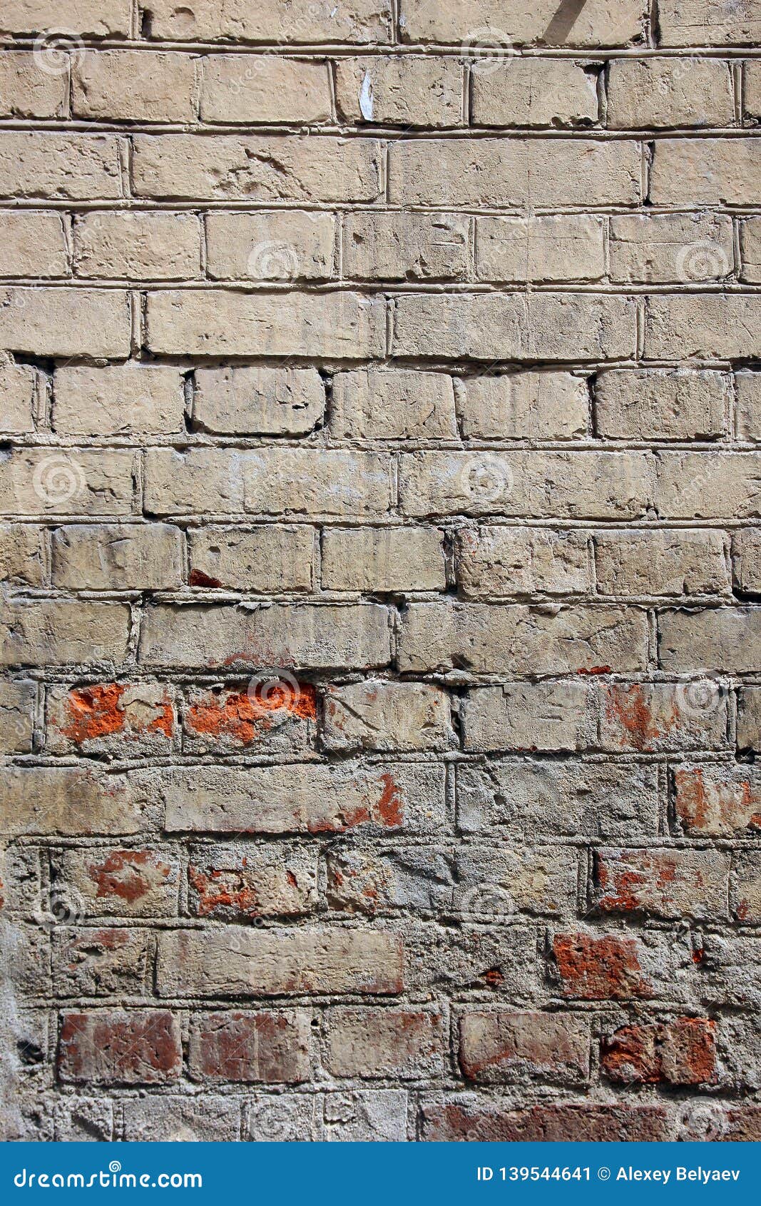 Texture of Old Dilapidated Shabby Brickwork of Red Brick Wall