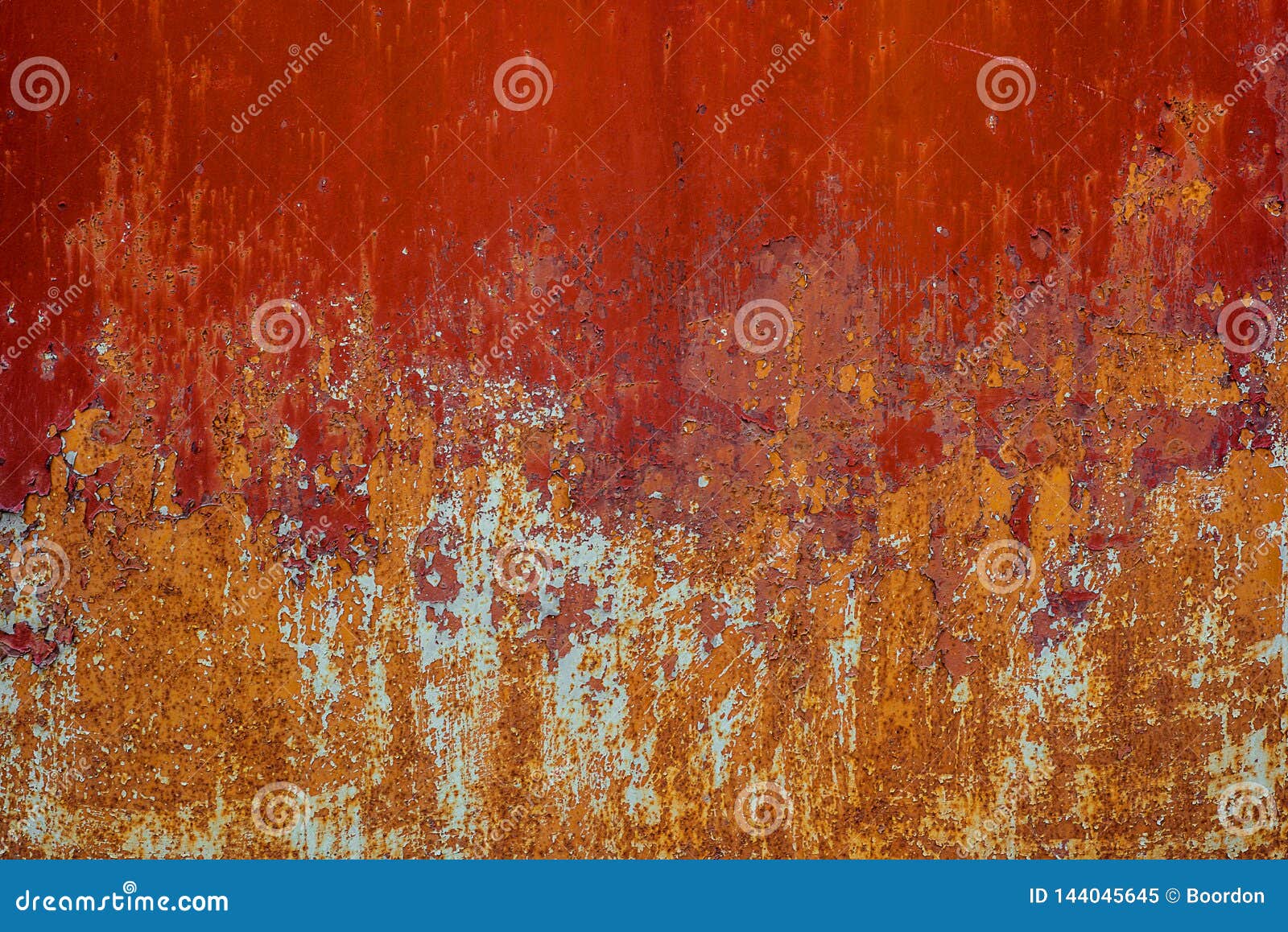 texture of old rusty metal, painted red which becames orange from rust