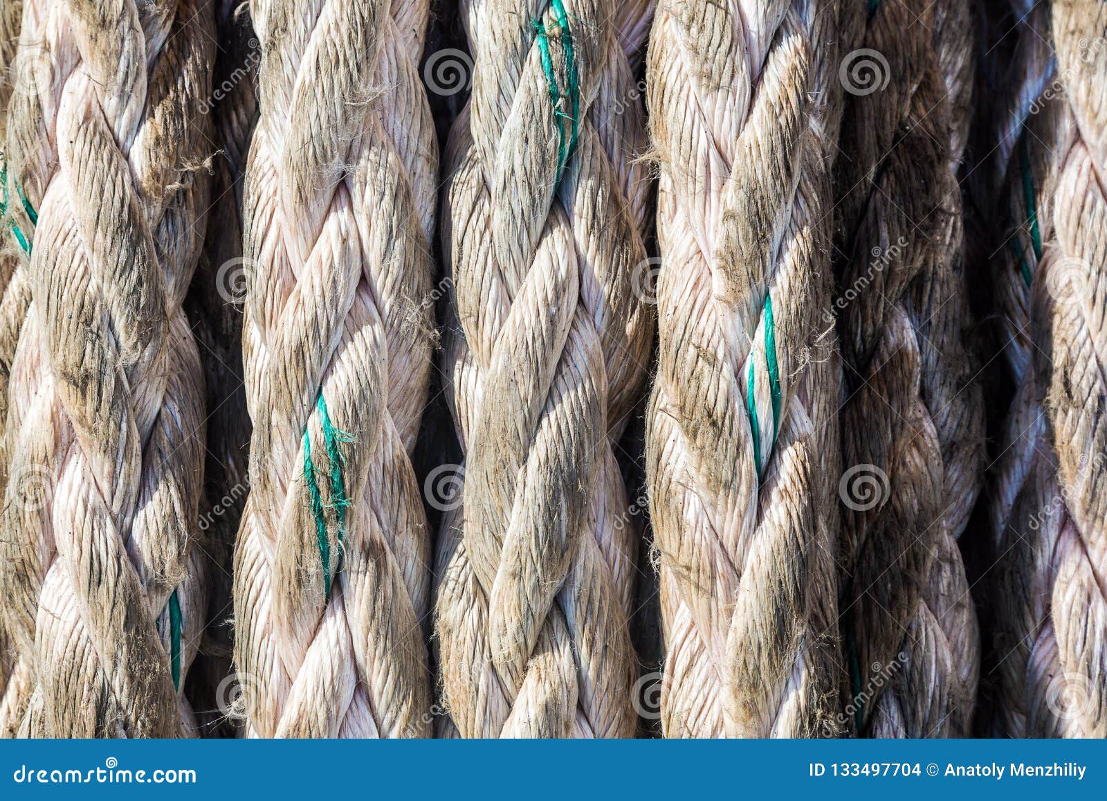 Texture of an Old Used Mooring Lines. Stock Photo Image of cord