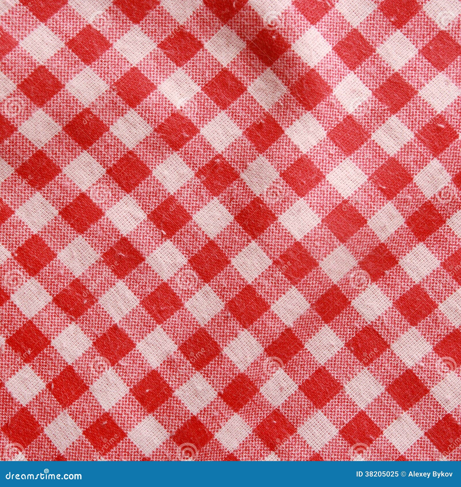 Texture Of A Red And White Checkered Picnic Blanket. Stock Image