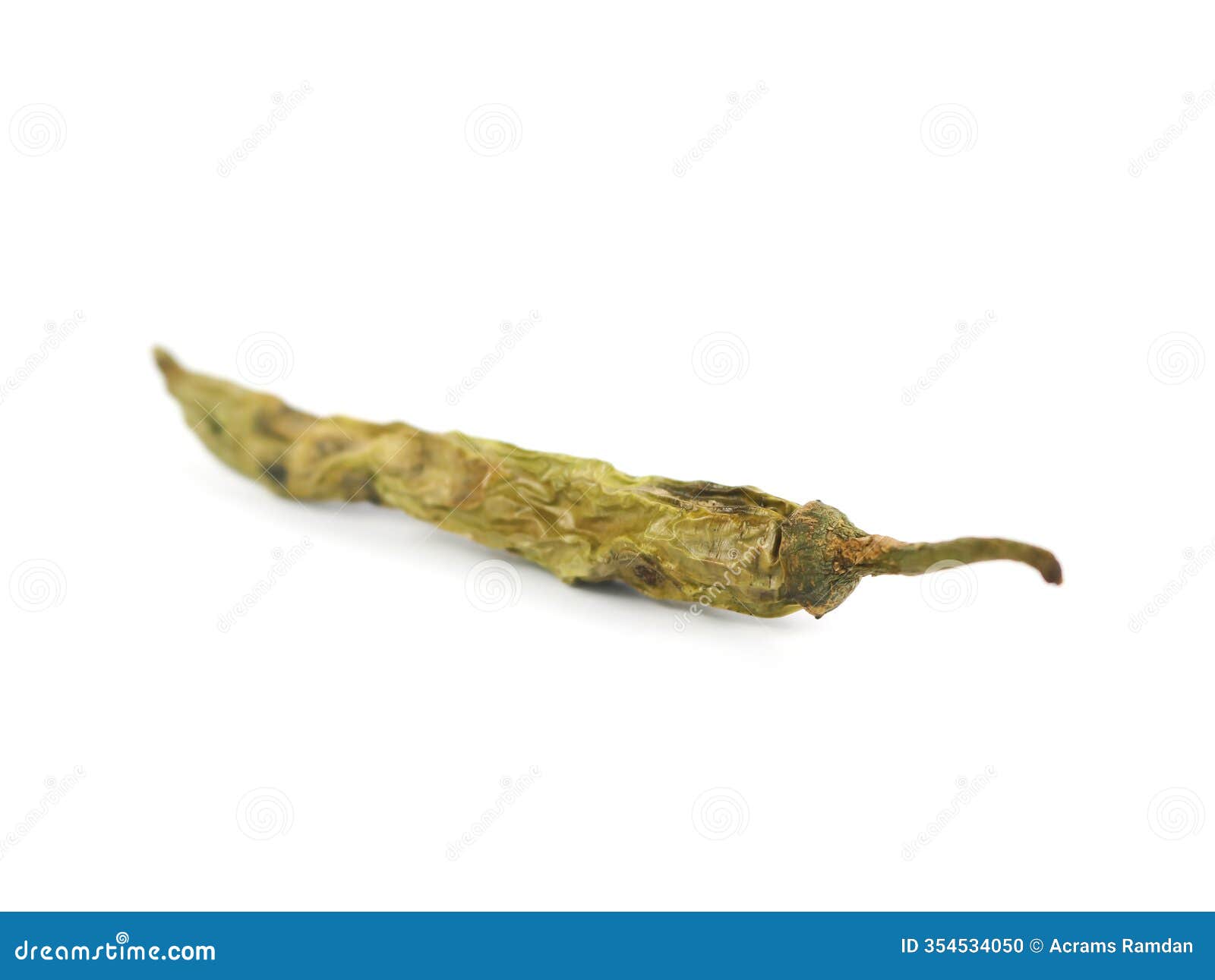 the texture of rotten green chilies is characterized by shrivelling due to crop failure.  on white background