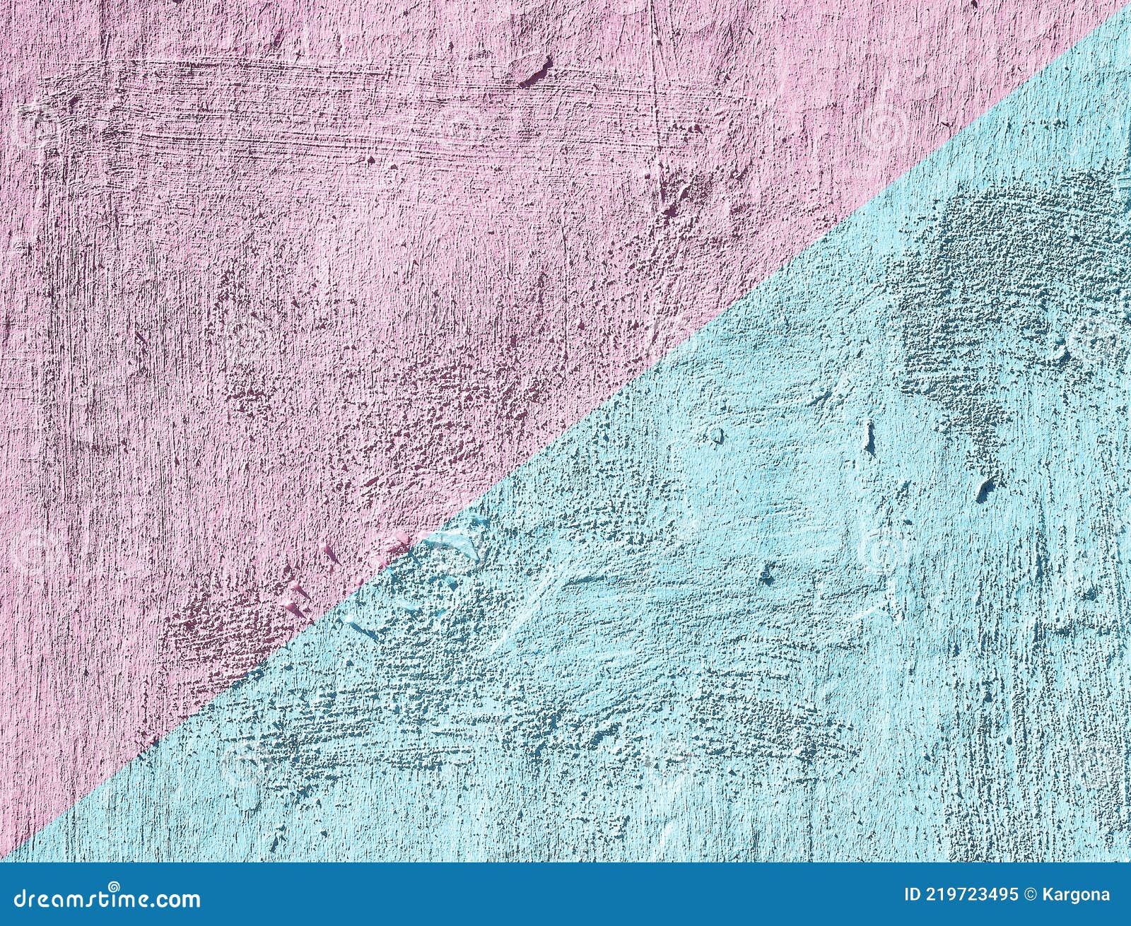 Texture of the Rough Finishing Plasterwork Painted in Pink and Blue