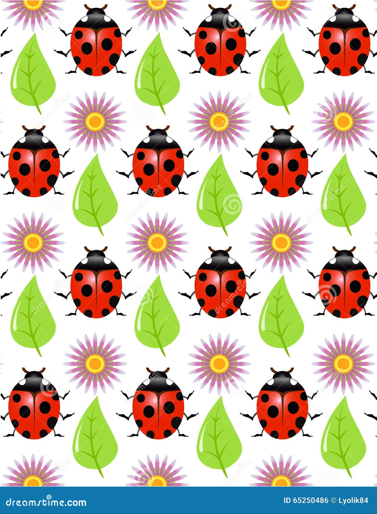 Fille De Dessin Animé Avec Des Fleurs Et Coccinelle Vecteurs