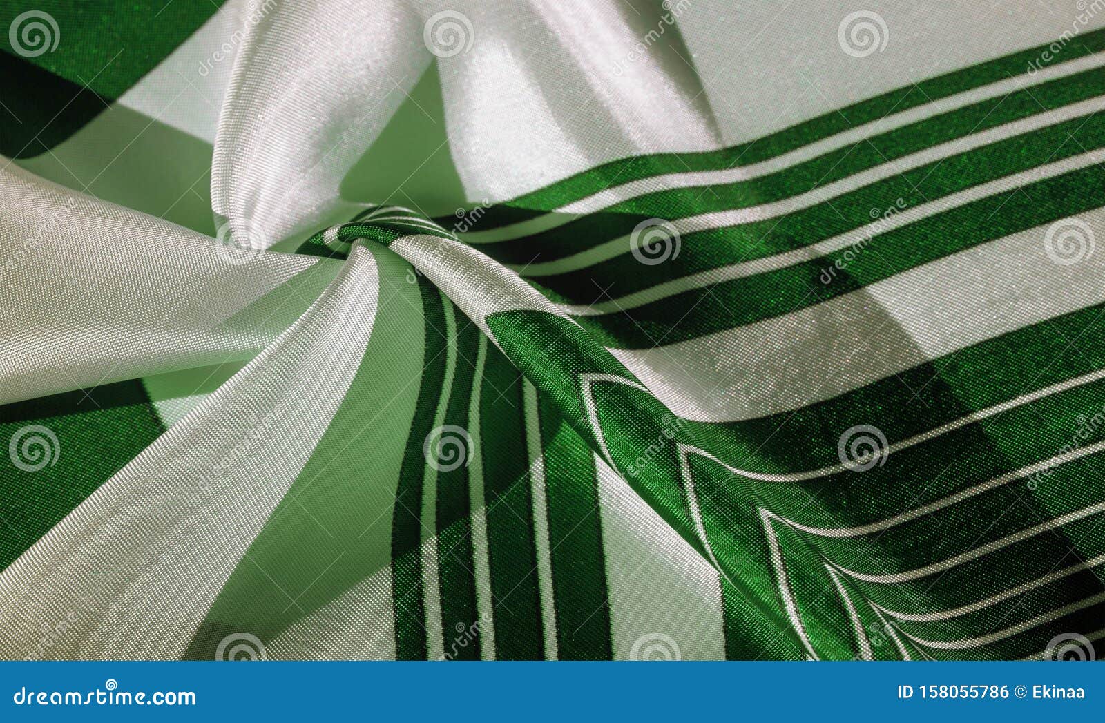 Texture, Silk Fabric with a Green Striped Pattern. the Design of this ...