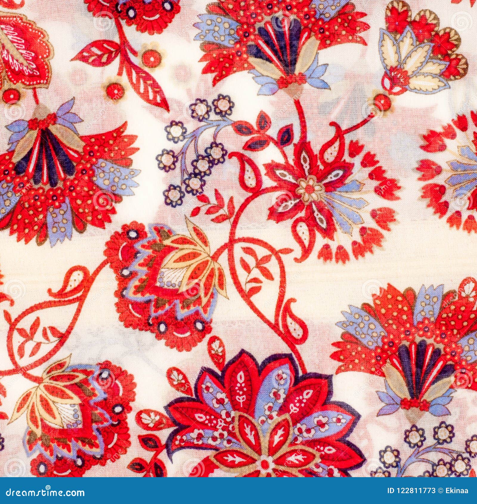 The Texture of the Silk Fabric, Red Flowers on a White Background Stock ...
