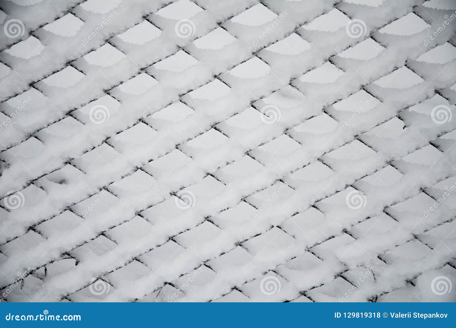 Texture Of Snow On The Fencing Net. Metal Wire Mesh Covered With Snow ...
