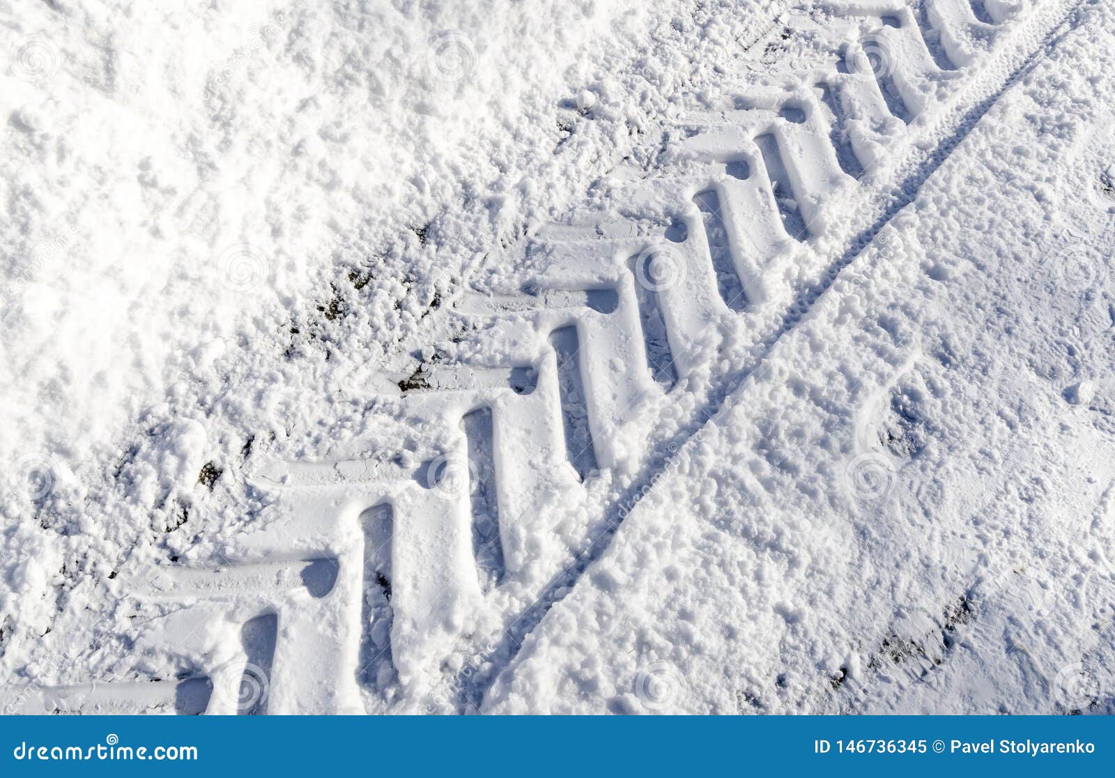 Texture Trace of Tractor Tires in the Snow Stock Image Image of street, mark 146736345