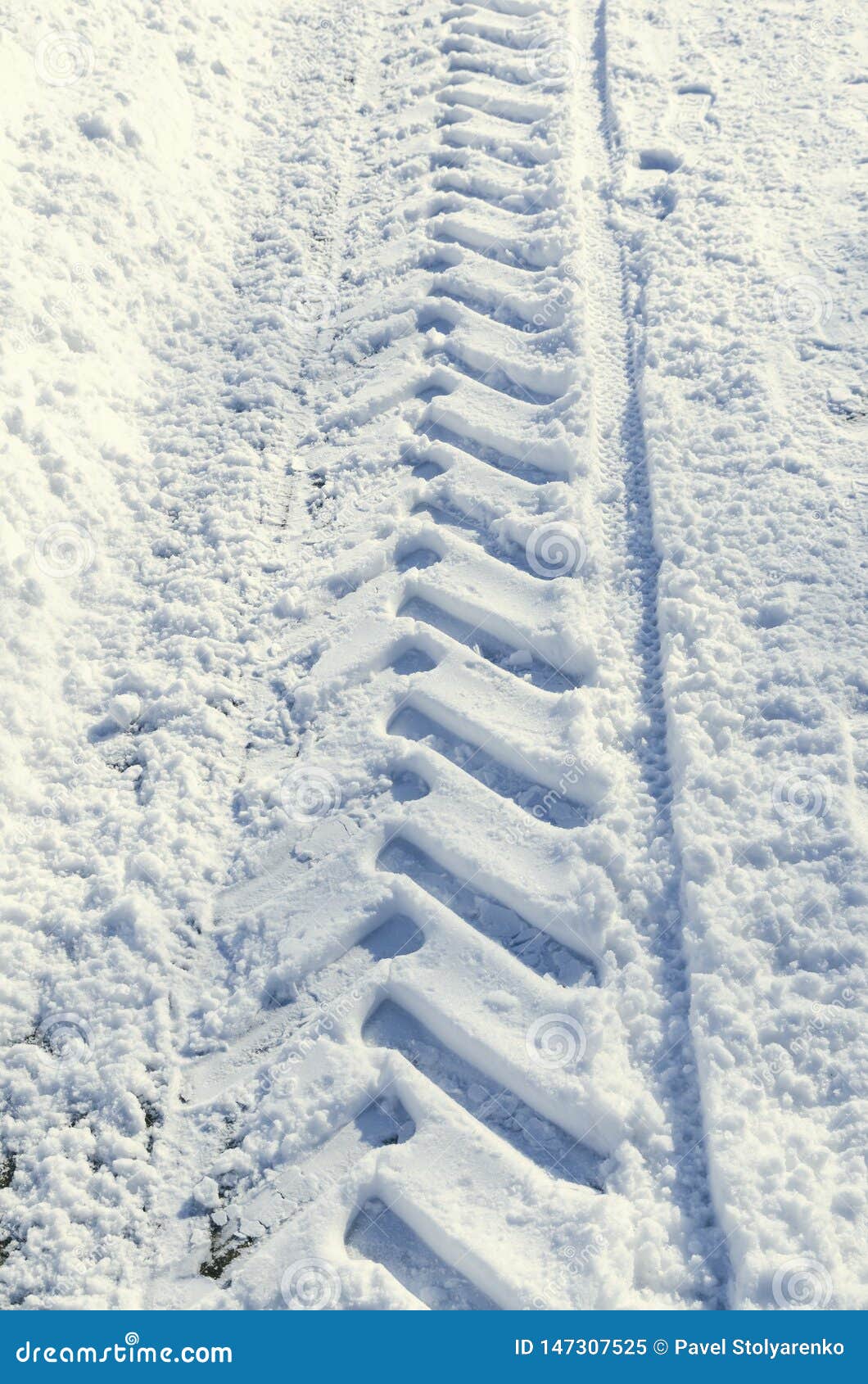 Texture Trace of Tractor Tires in the Snow Stock Image Image of outdoor, closeup 147307525