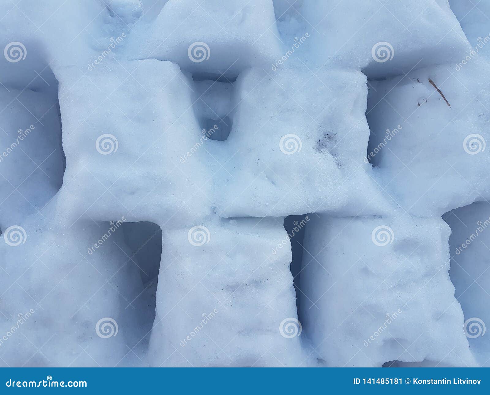 Texture Units of White Snow and Ice Cubes in the Winter Stock Image