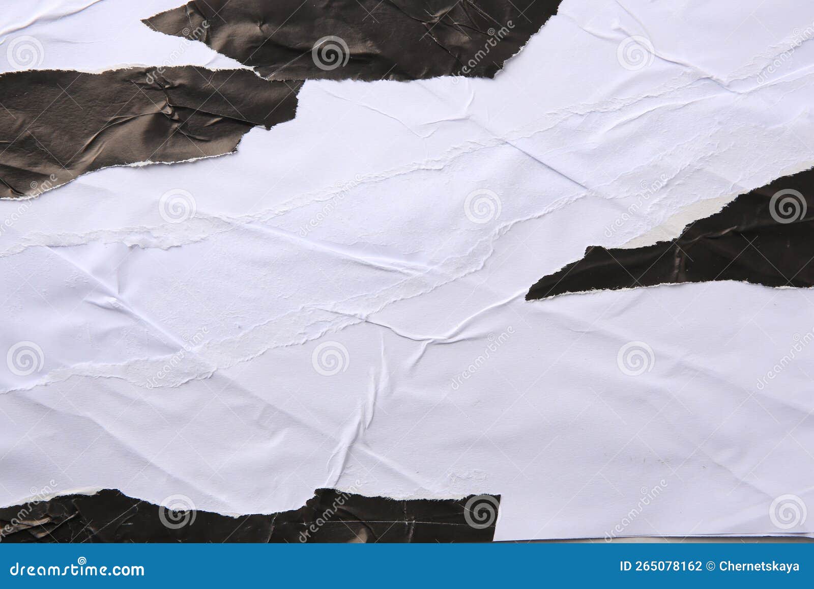 Texture of White and Black Ripped Paper Posters, Closeup Stock Photo