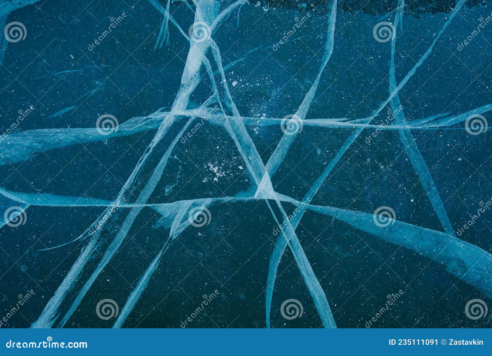 Texture of Winter Ice Surface. Blue Natural Ice Background Stock Image