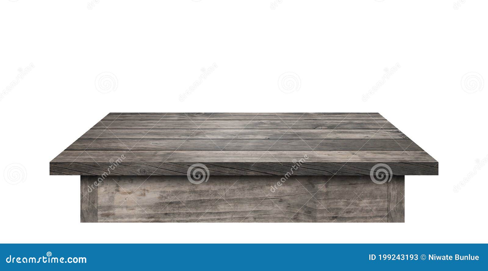 wooden table  on white background, vintage style, for use product display