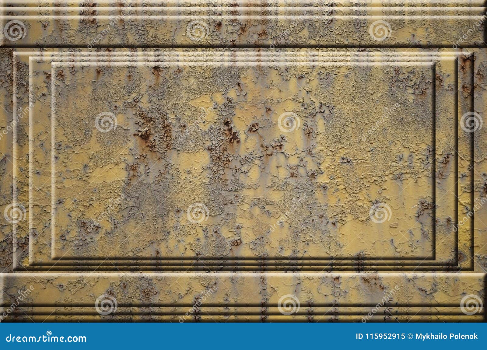 texture of yellow rough rusted metal surface with bulky gray highlighted portions which can be seen on exposure to light. prepara