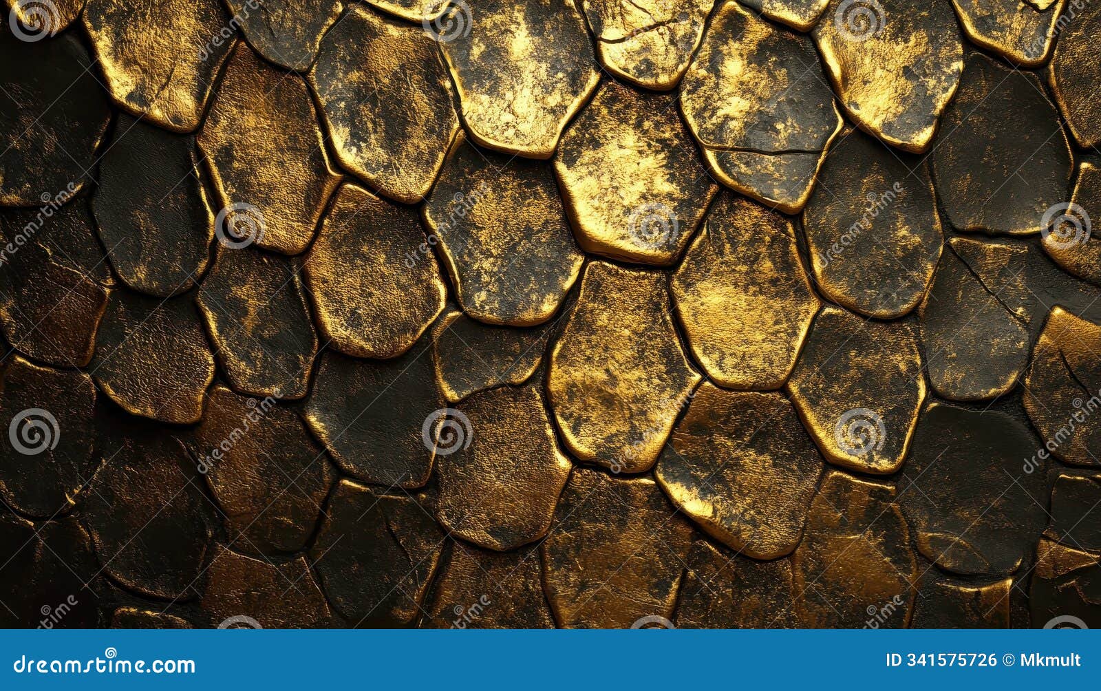 textured black and gold scales create an elegant pattern on a surface
