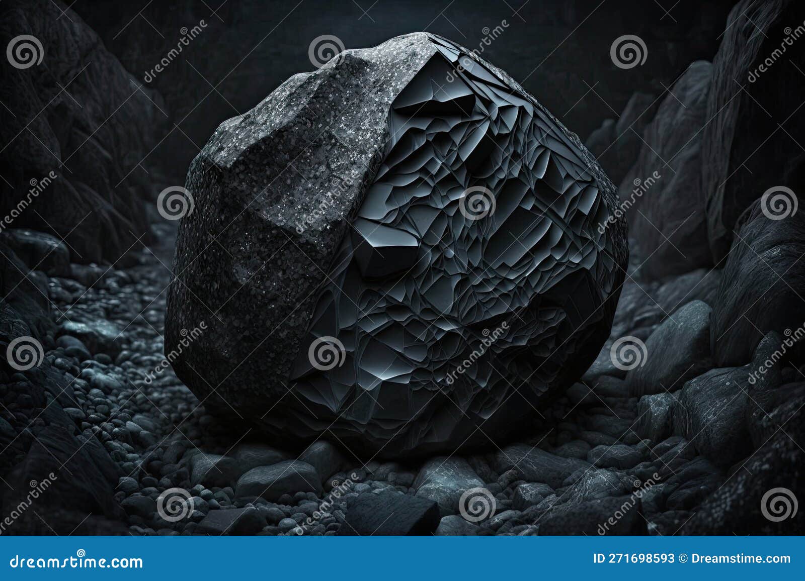 A Textured Black Rock or Stone. Conceptual Groundwork Stock