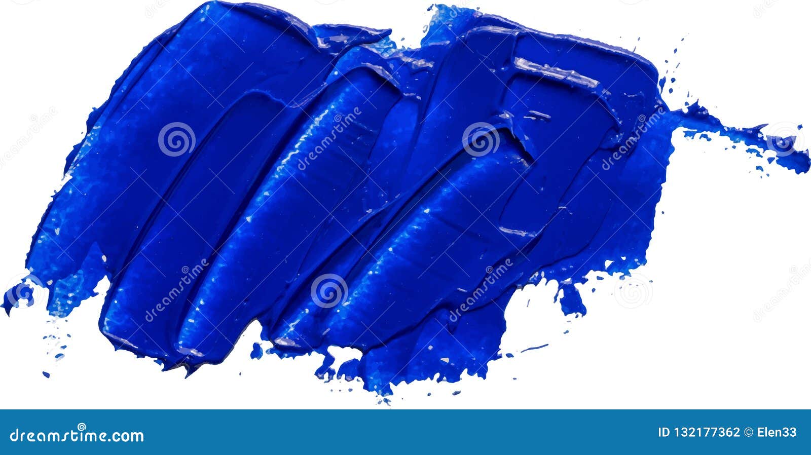 Textured Blue Oil Paint Brush Stroke Isolated Stock Vector ...