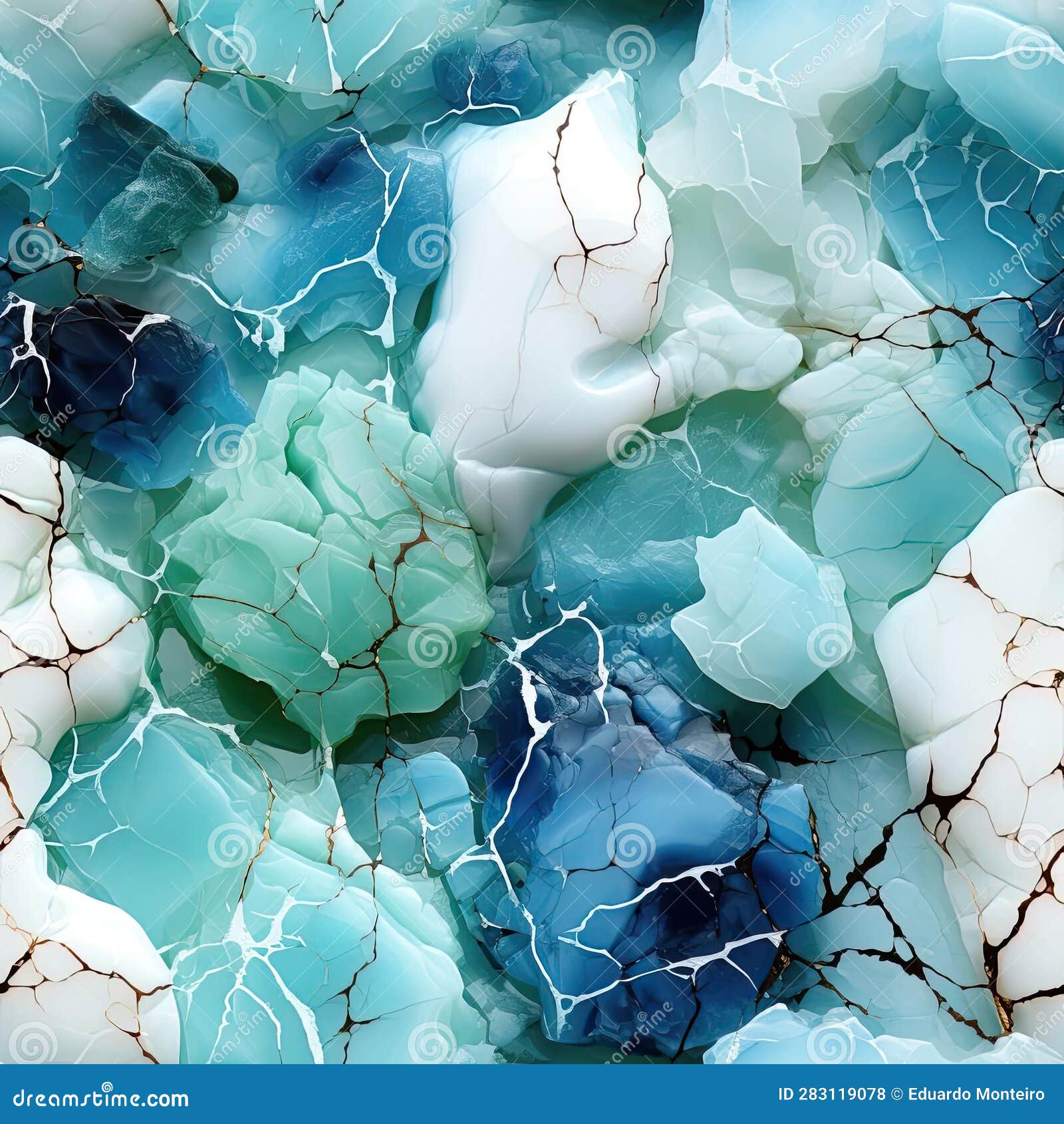 Textured Blue and White Rocks with Cracks, Creating a Surreal Landscape