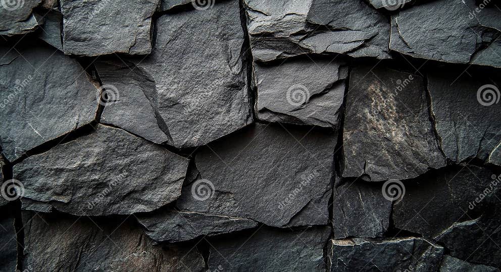 Textured Stone Wall with Uneven Slabs Arranged in a Rustic Pattern for