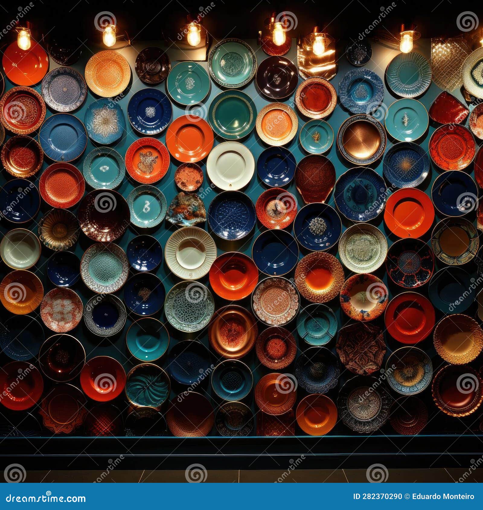 Textured Wall Plates with Woven and Raised Designs Stock Illustration