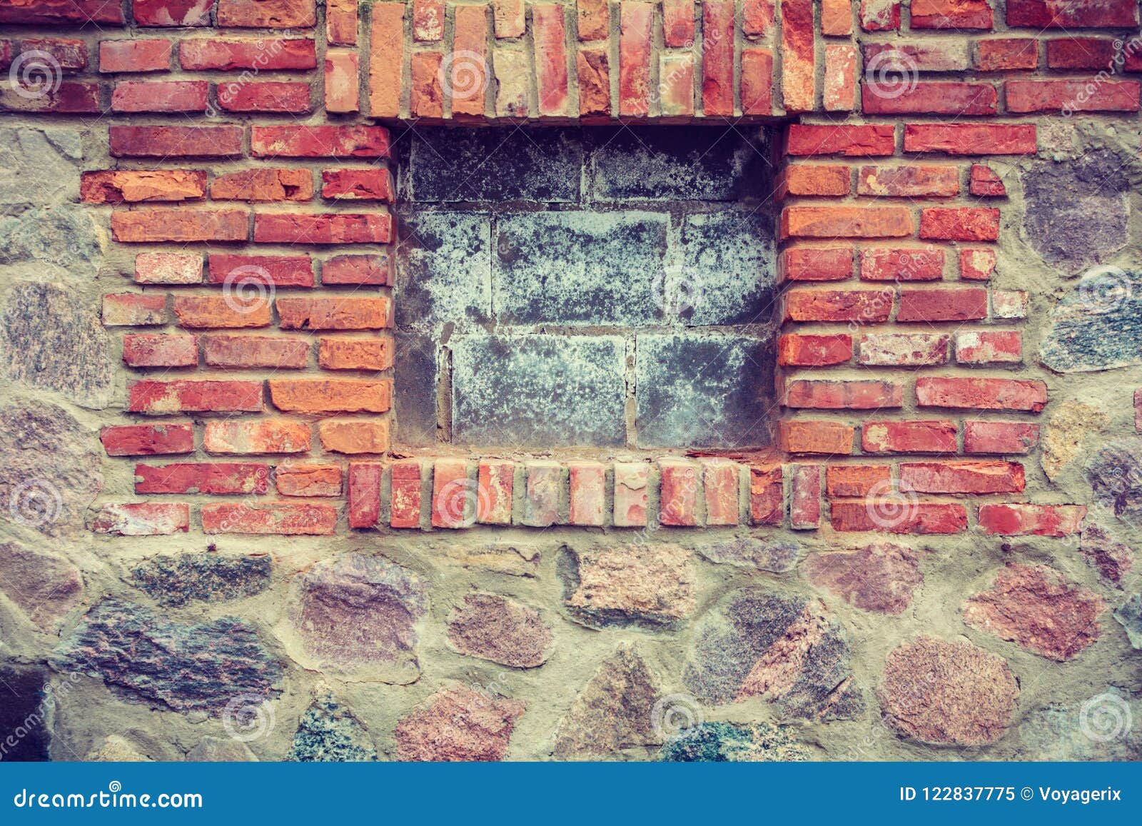 Red Brick Wall With Wooden Pieces Stock Image - Image of board, texture ...