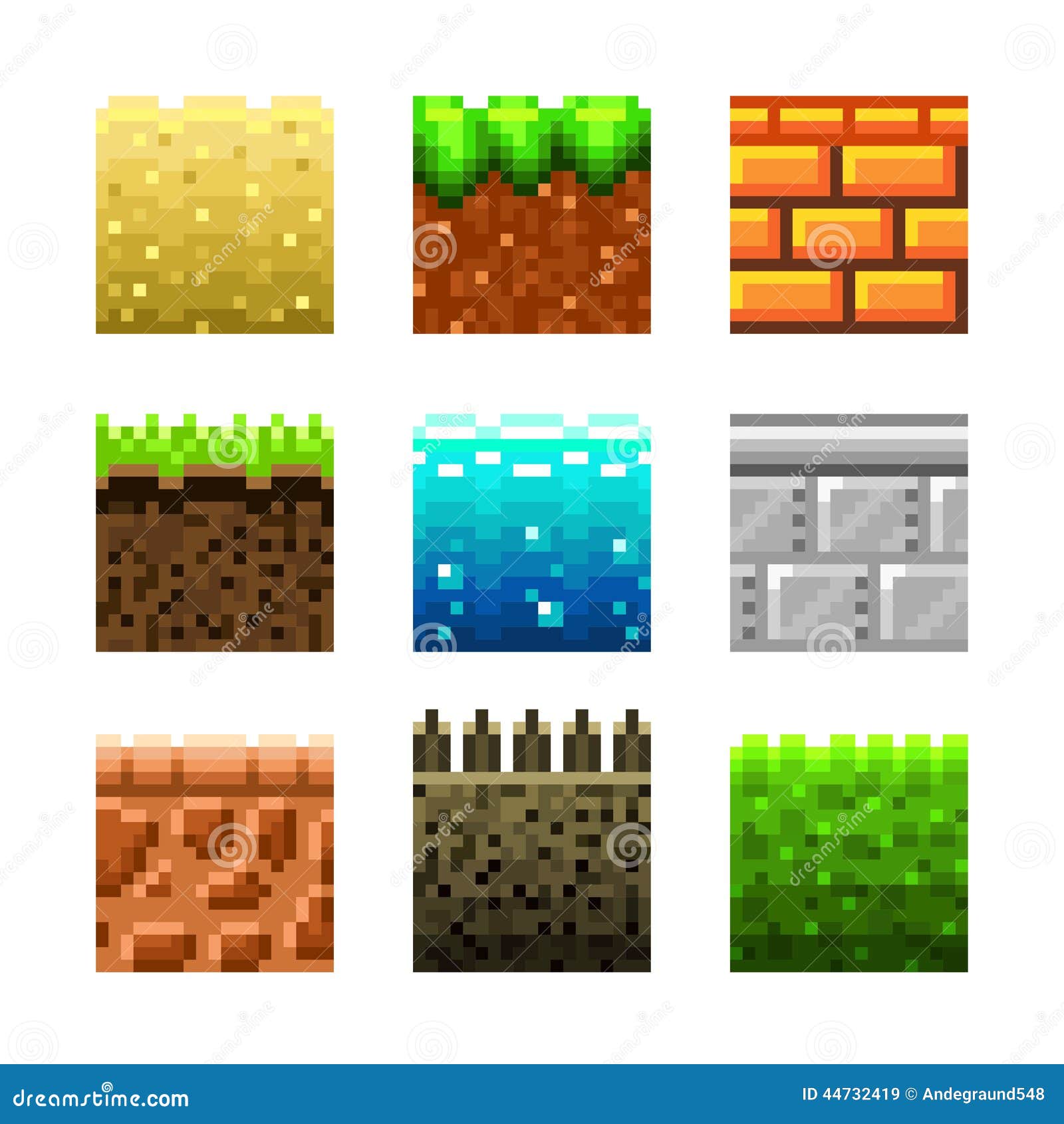  Textures  For Platformers Pixel Art Vector Set Stock Vector 