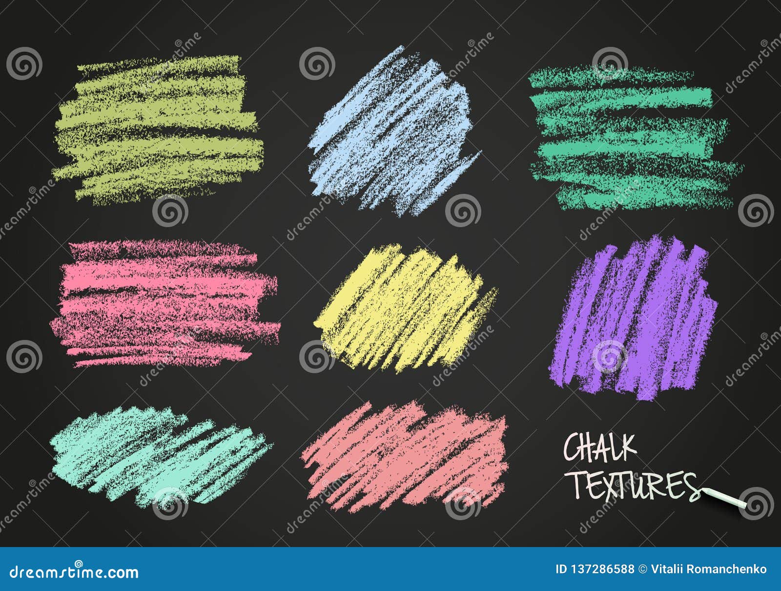 Textures Strokes of Chalk and Charcoal. Pastel Colors Brushes. High