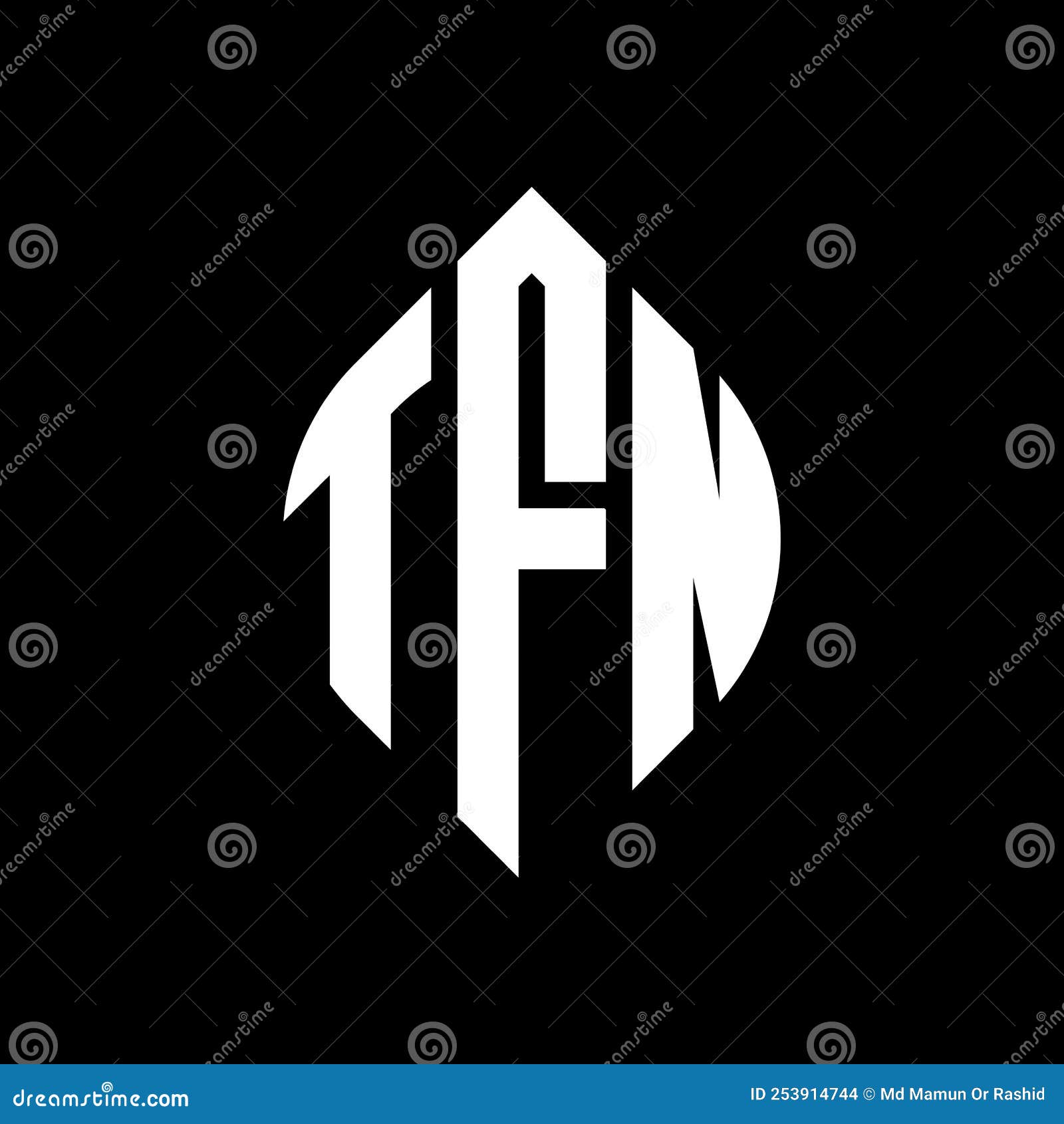 tfn circle letter logo  with circle and ellipse . tfn ellipse letters with typographic style. the three initials form a