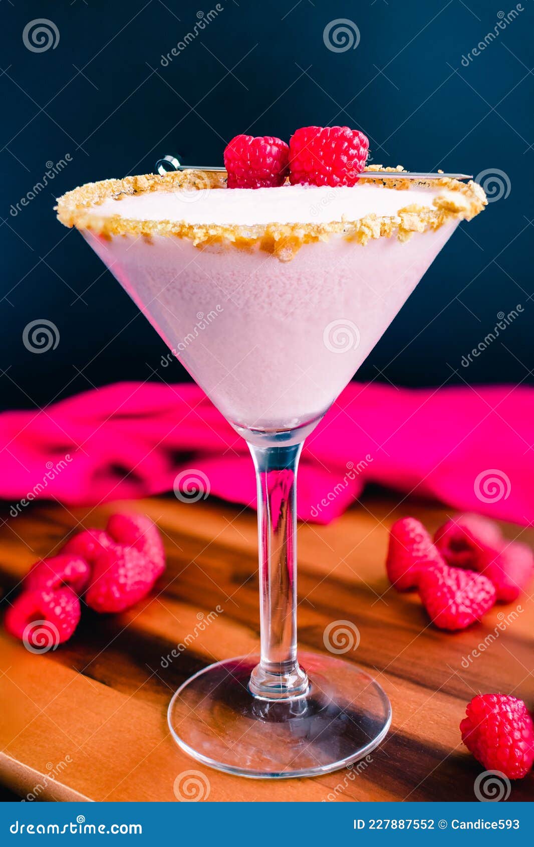Raspberry Cheesecake Martini with a Berry Garnish Stock Photo Image