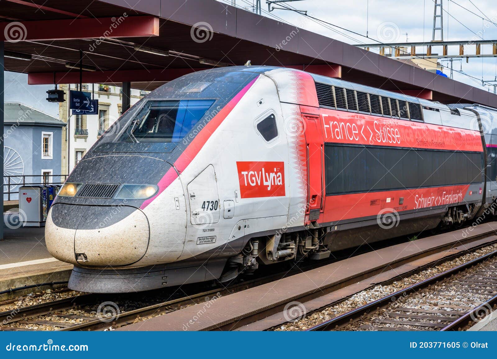 A TGV Lyria High Speed Train At Geneva Station Editorial Image