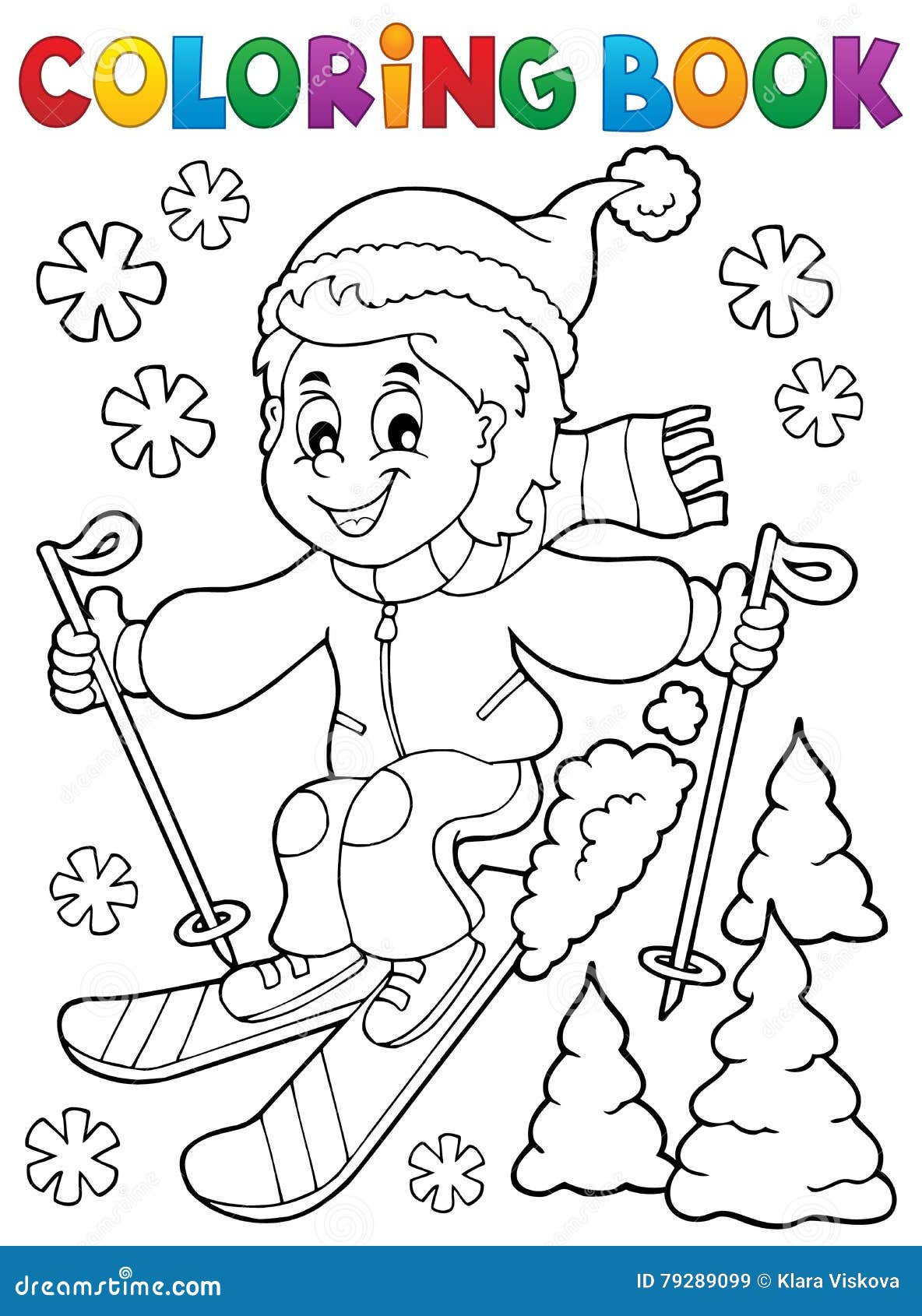 Th¨me de gar§on de ski de livre de coloriage