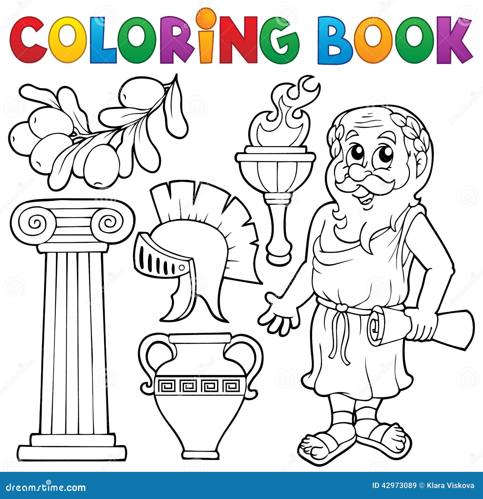 Th¨me Grec 1 De Livre De Coloriage Illustration de Vecteur Image Libre de droits