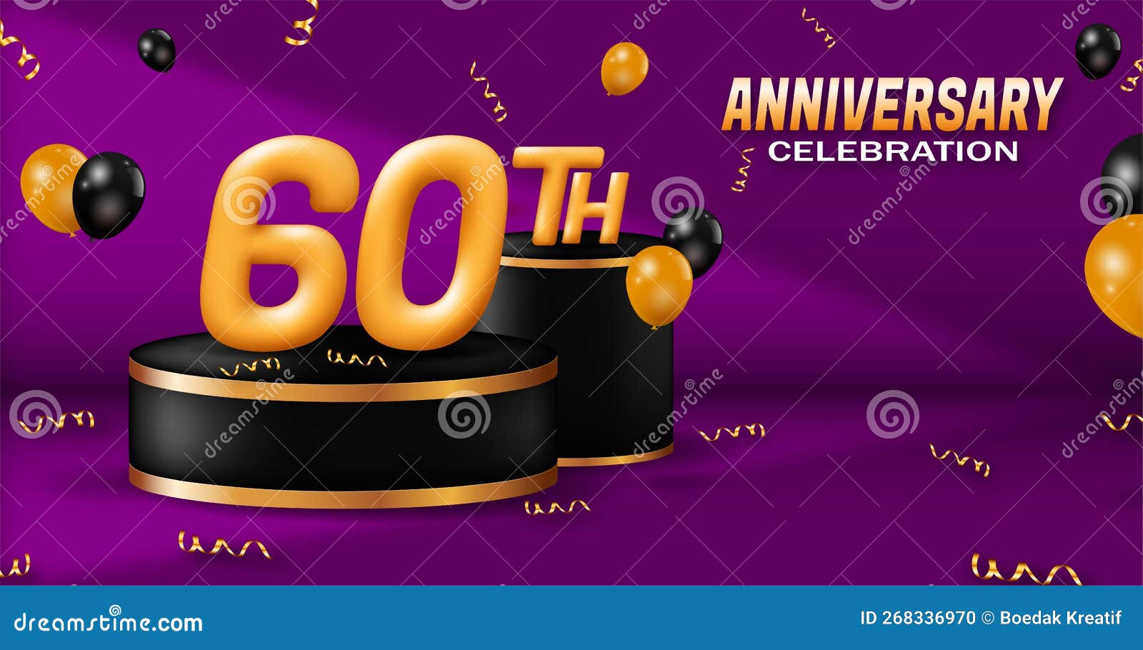 60th Anniversary Celebration Banner. Stock Vector - Illustration of