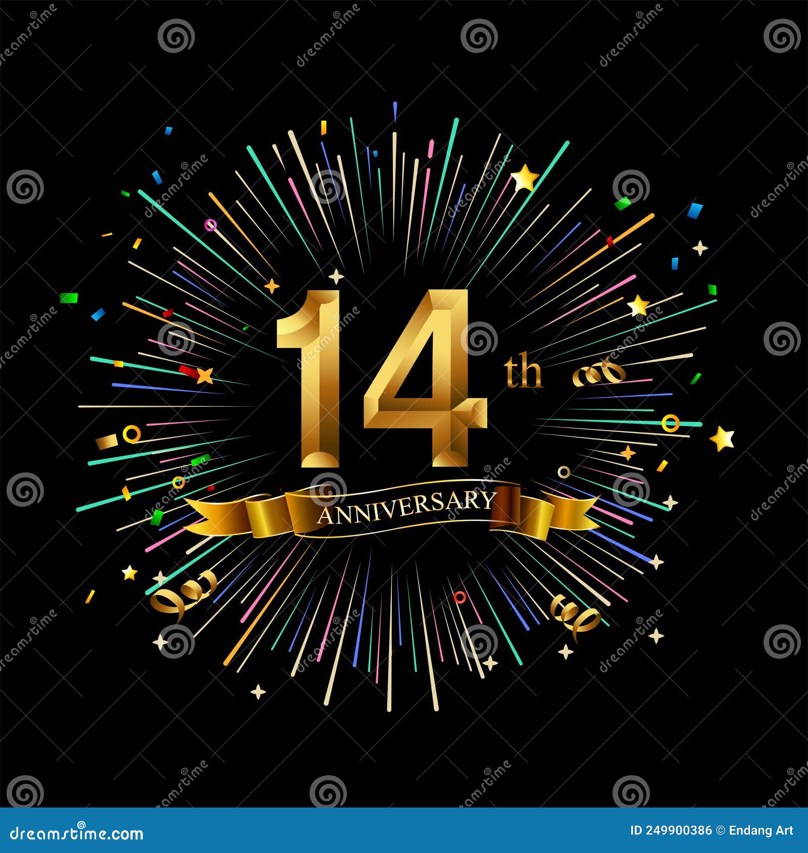 14th Anniversary Celebration Golden Number 14th with Sparkling 14th Anniversary Celebration Golden Number 14th with Sparkling