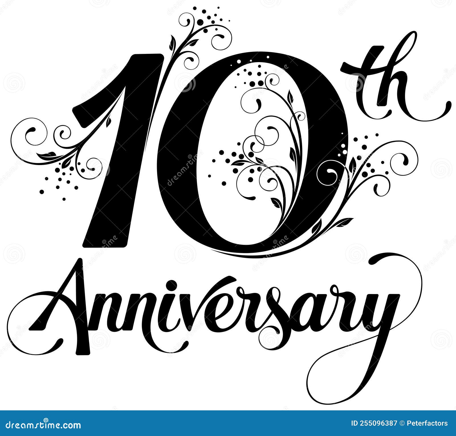 10th Anniversary Custom Calligraphy Text Stock Vector Illustration 10th Anniversary Custom Calligraphy Text Stock Vector Illustration