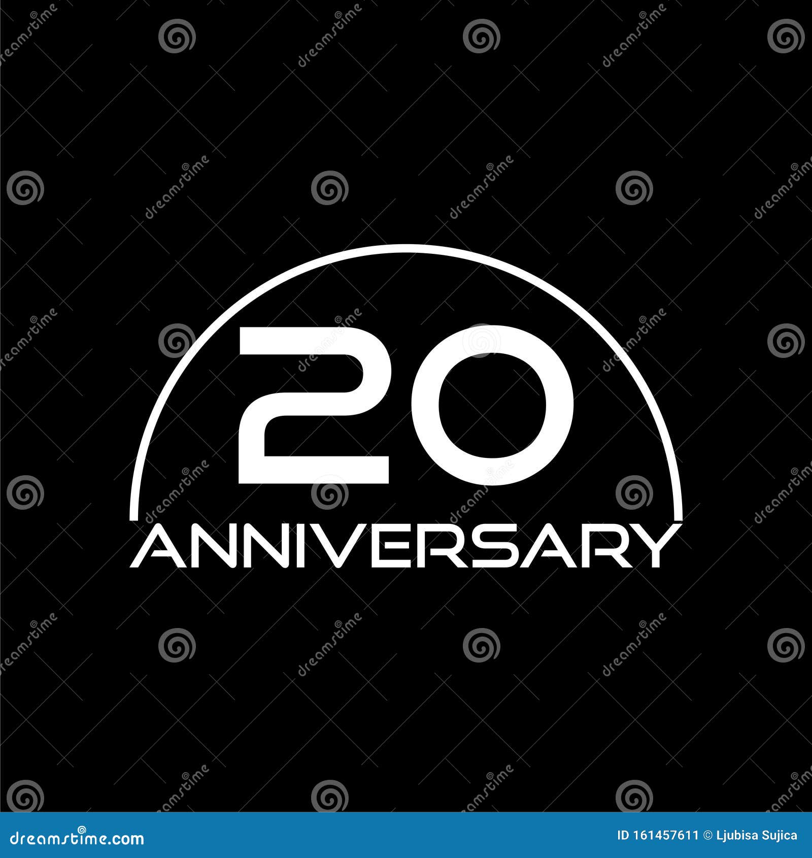 20 th anniversary numbers icon  on black background