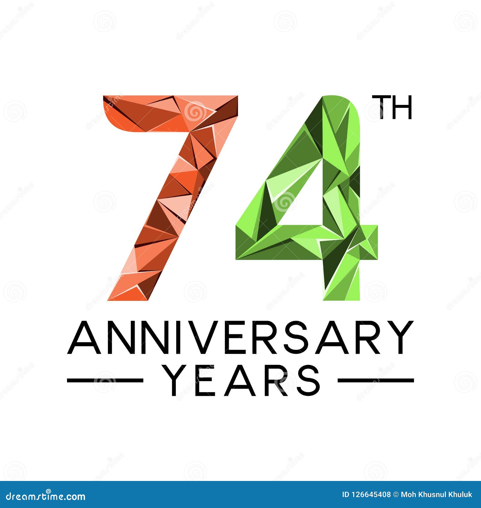 74th Anniversary Years Abstract Triangle Modern Full Col Stock Vector