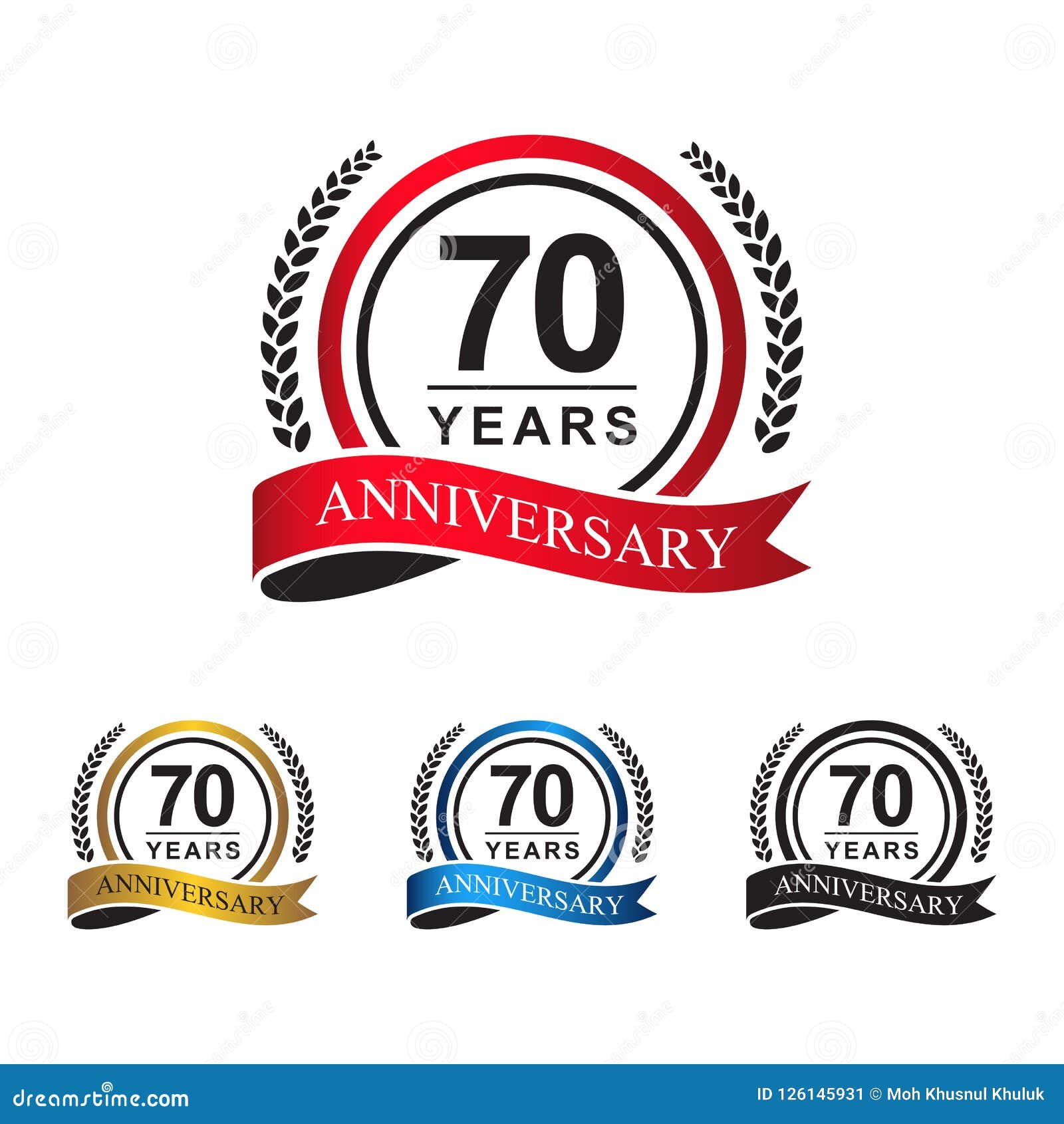 70th Anniversary Celebration Logo Set 70 Year Jubilee Banner Vector