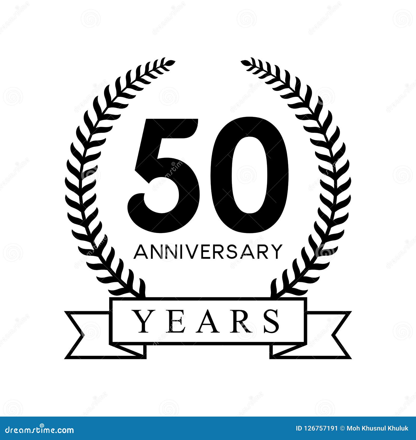 Download 50th Anniversary Years Laurel Wreath Retro Black Color Stock Vector - Illustration of event ...