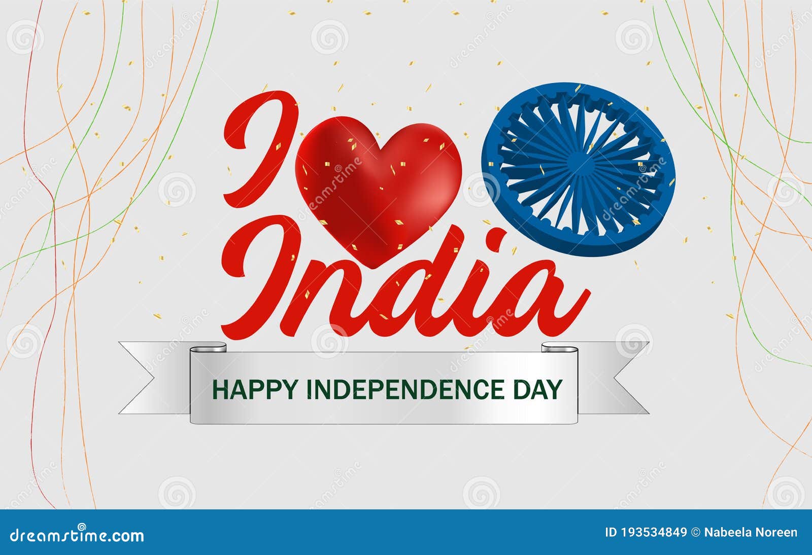 15th August Indian Independence Day with Heart Touching Background. Vector  Illustration Stock Vector - Illustration of flag, happy: 193534849