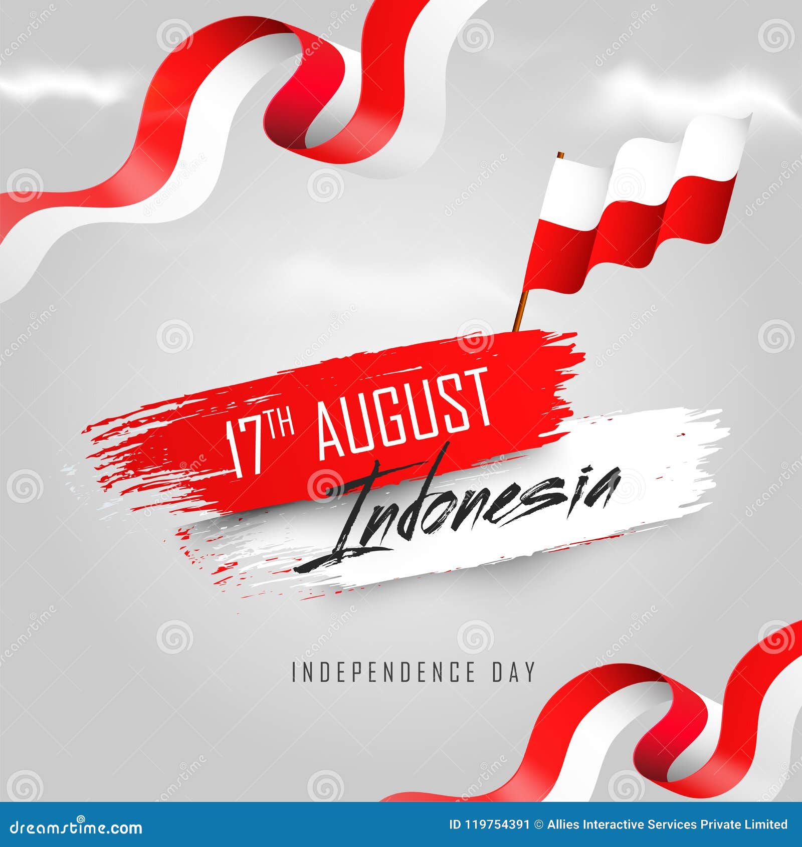 17th August Happy Independence Day Of Indonesia Design With A Flag ...